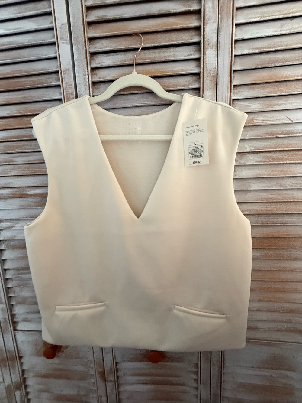 a new day Cream Sleeveless V-Neck Top
